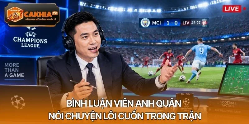 Bình luận viên Anh Quân nói chuyện lôi cuốn trong trận
