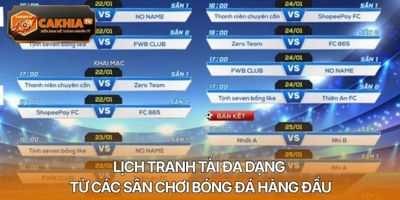 Lịch tranh tài đa dạng từ các sân chơi bóng đá hàng đầu