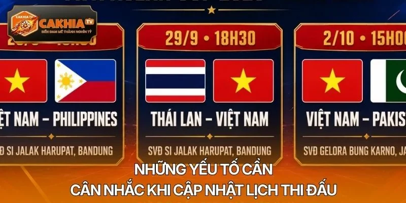 Những yếu tố cần cân nhắc khi cập nhật lịch thi đấu
