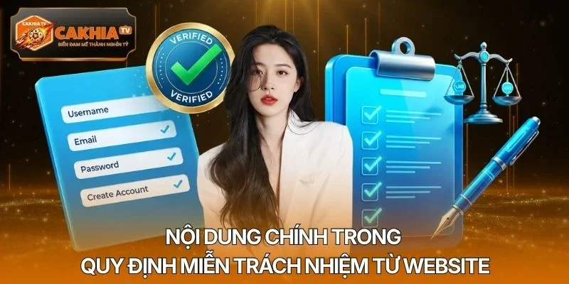 Nội dung chính trong quy định miễn trách nhiệm từ website